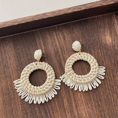 Vintage Handwoven Rattan Grass Earrings