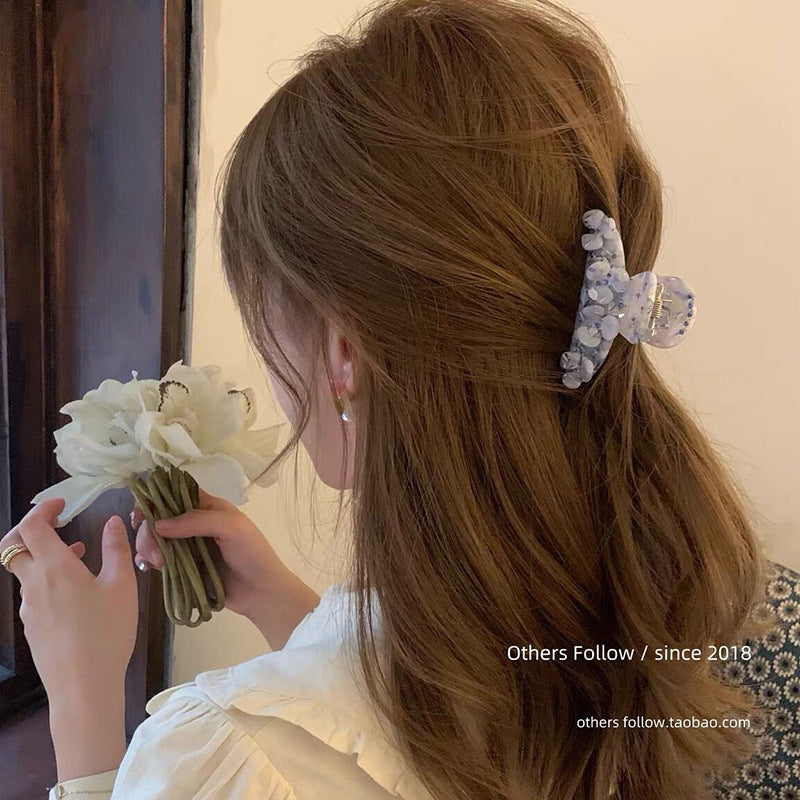 Vintage Rhinestone Flower Acetate Hair Claw