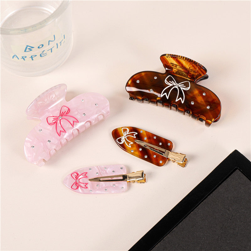 Elegant Bow Acetate Amber Claw Clip