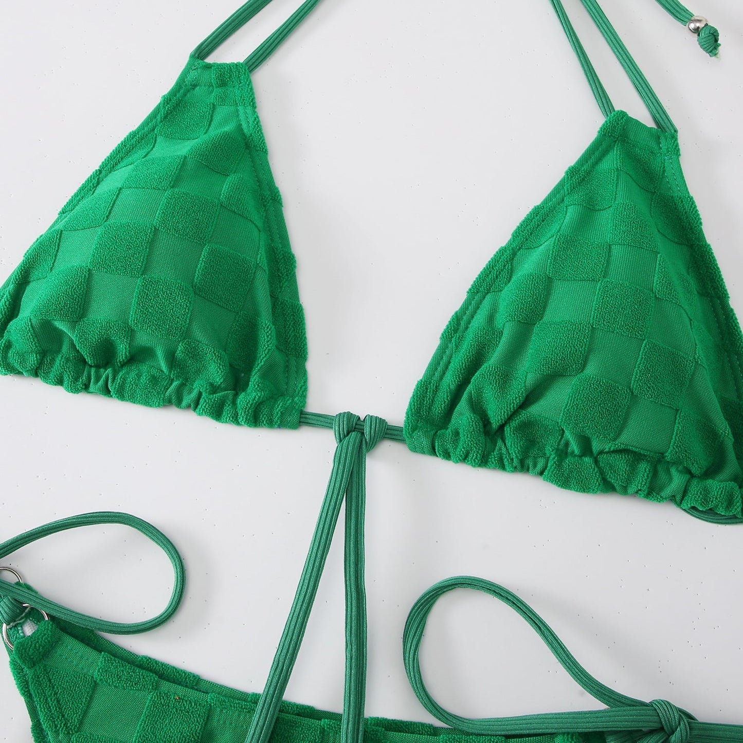 2PCS Solid Color String Tie Bikini Swimwear