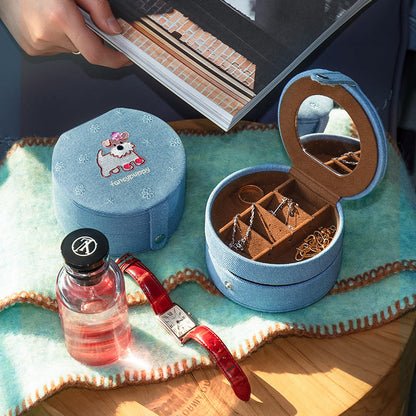 Cute Embroidered Puppy Travel Jewelry Case