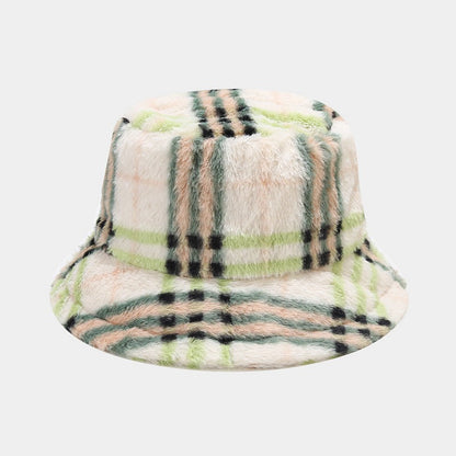 Plaid Fuzzy Casual Outdoor Winter Bucket Hat