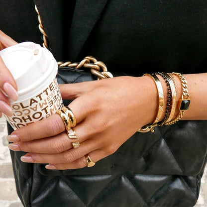 Wide Edge Double Layered Simple Ring