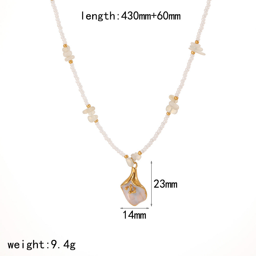 Elegant Enamel Gold Plated Pendant Necklace