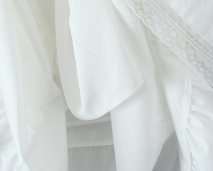 White Sweet Flounce Sleeveless Top Skirt Set