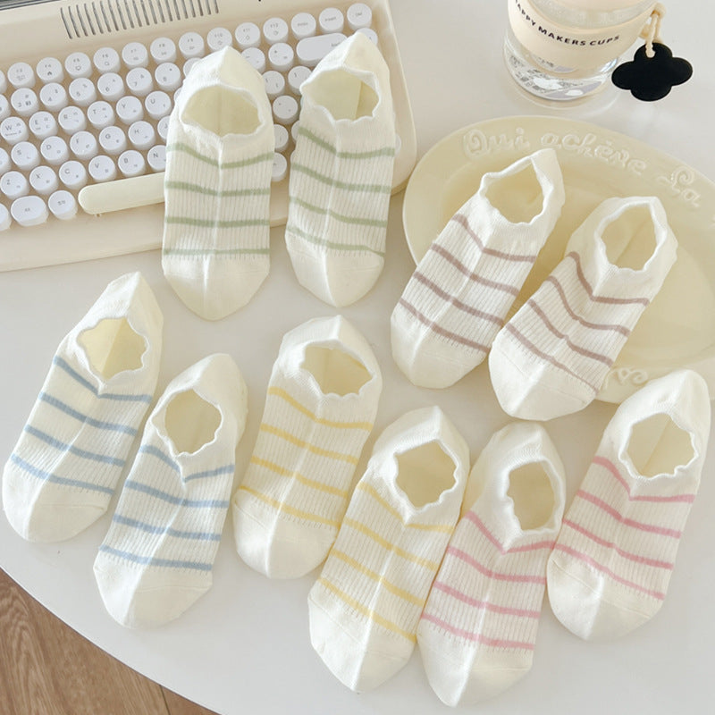 Striped Color Block Low Ankle Socks