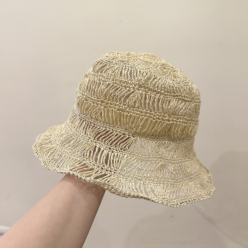 Minimalist Hollow Out Handwoven Straw Bucket Hat