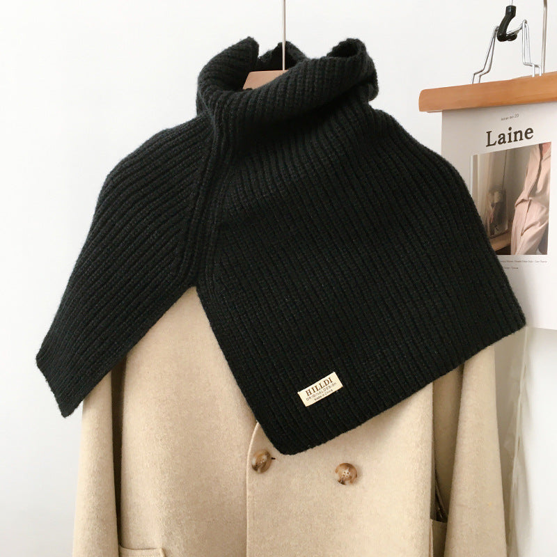 Solid Color Pullover High Neck Knitted Scarf