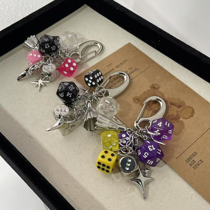 Simple Dice Star Braided Keychain Bag Charm