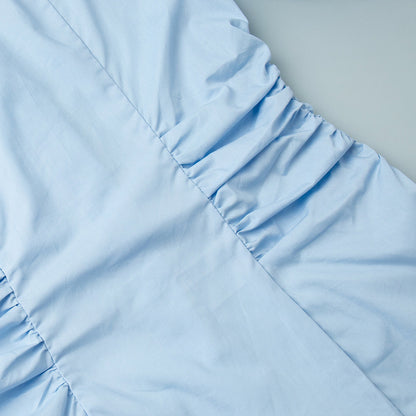 Elegant Solid Color Ruched Long Sleeve Top