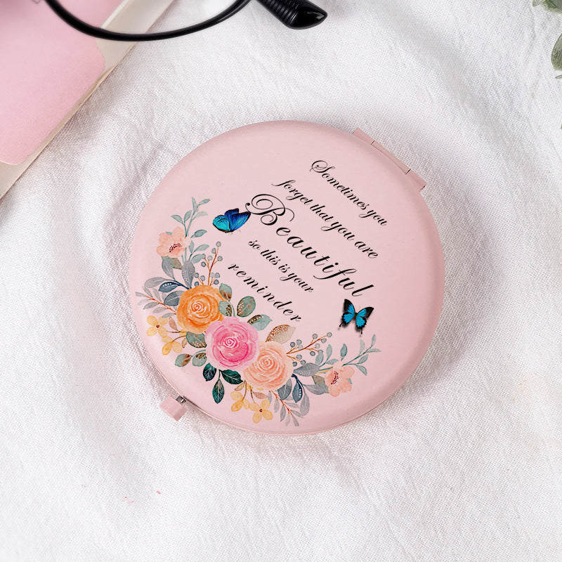 Pink Print Mini Foldable Makeup Mirror