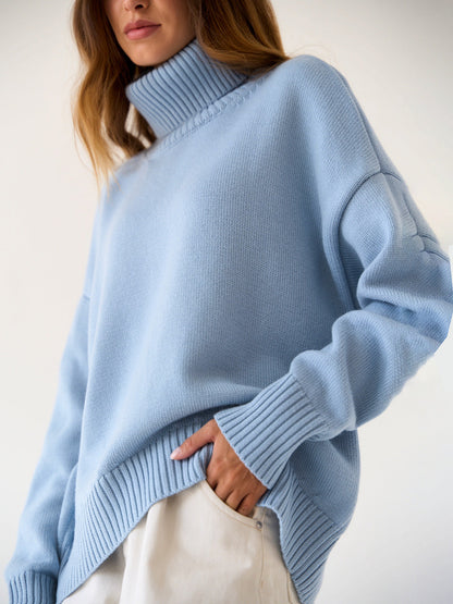High Collar Loose Solid Color Sweater