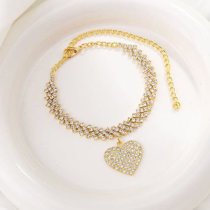 Love Pendant Rhinestone Simple Chain