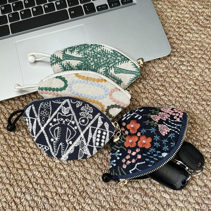 Minimalist Embroidered Mini Coin Purse Wallets