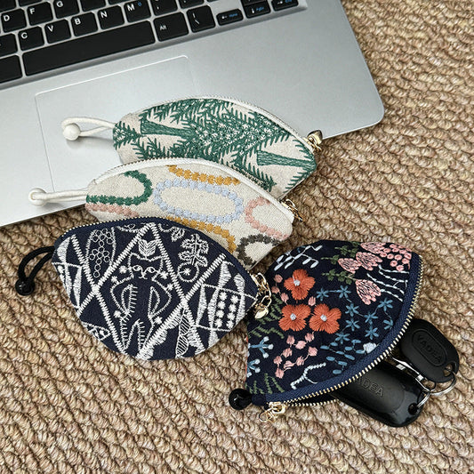 Minimalist Embroidered Mini Coin Purse Wallets