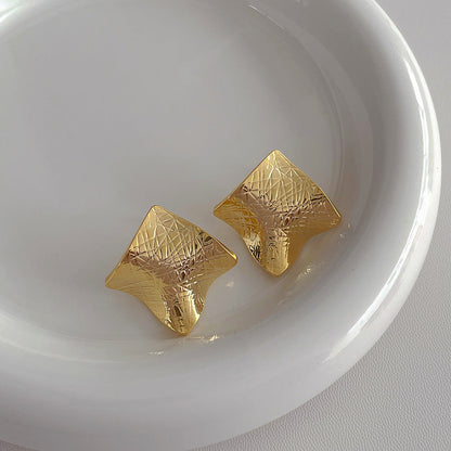 Simple Square Fold Cool Stud Earrings
