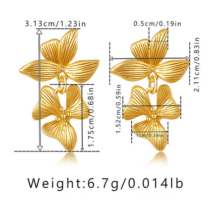 Irregular Vintage Flower Pendant Elegant Earrings
