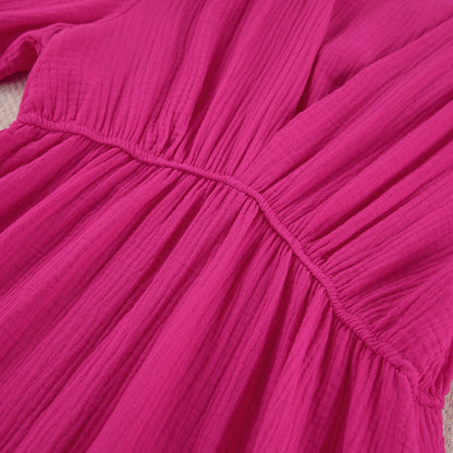 V-Neck Solid Color Loose Homewear Dress