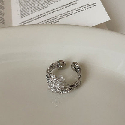 Minimalist Wrapped Wire Crystal Open Ring