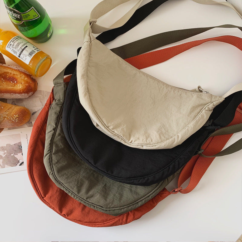 Solid Color Portable Nylon Shoulder Bag