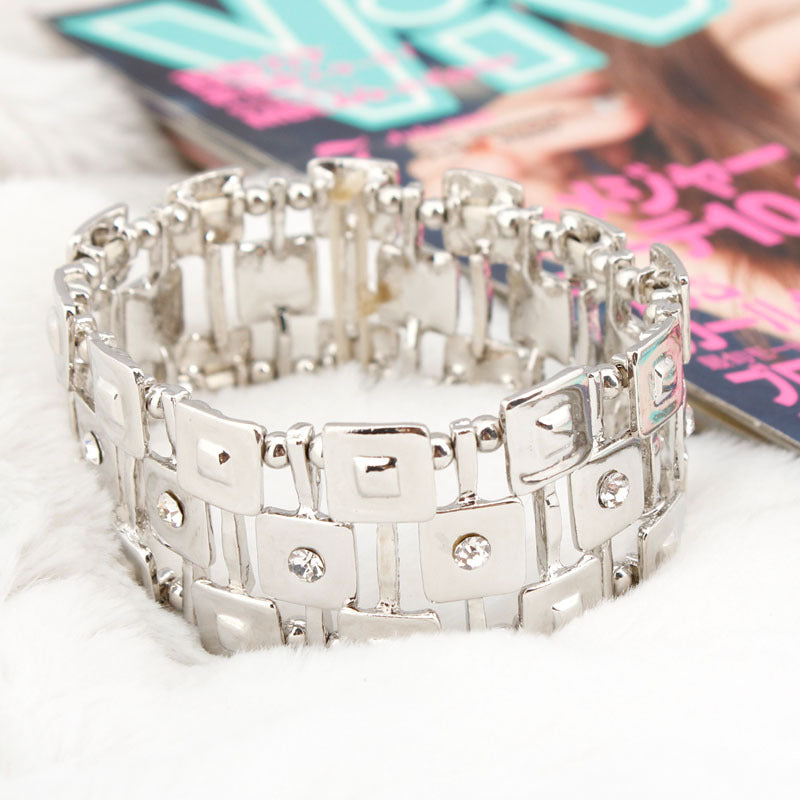 Retro Geometric Rhinestone Stretch Bracelet