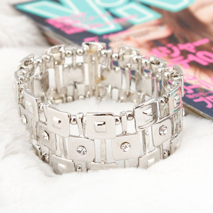 Retro Geometric Rhinestone Stretch Bracelet