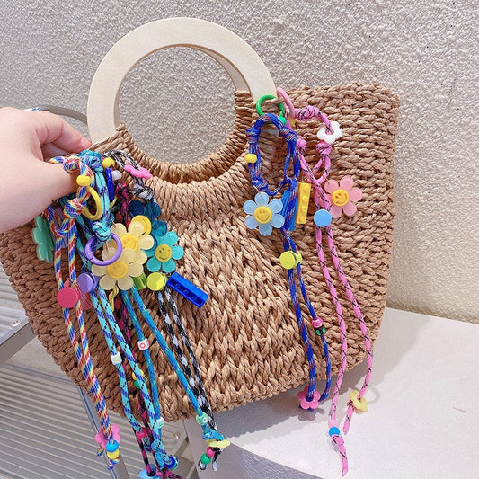 Cute Flower Braided Keychain Bag Charm