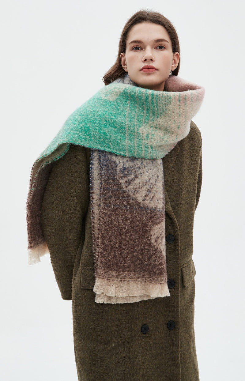 Leaf Print Gradient Color Scarves