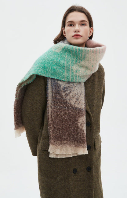 Leaf Print Gradient Color Scarves