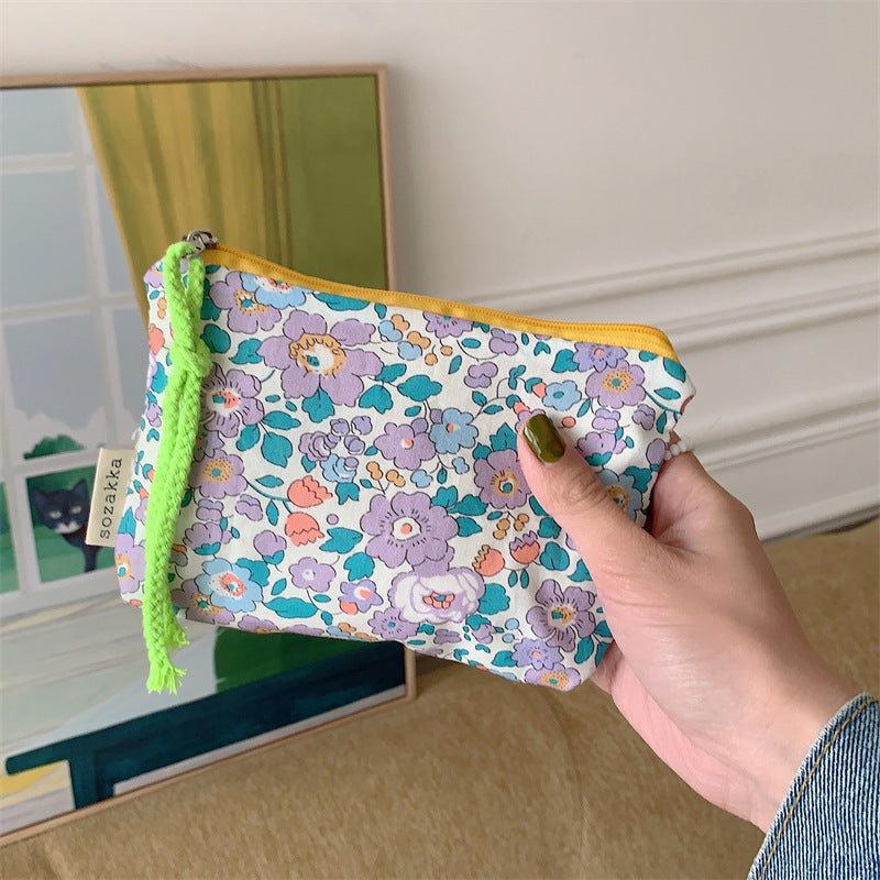 Simple Flower Print Mini Make Up Bag