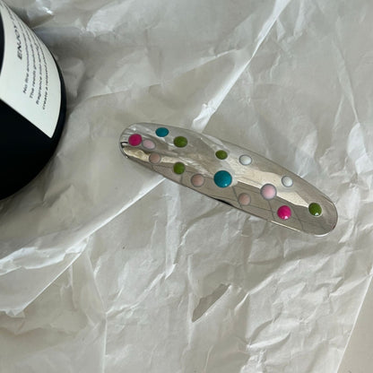 Colourful Polka Dot Silver Hair Clips