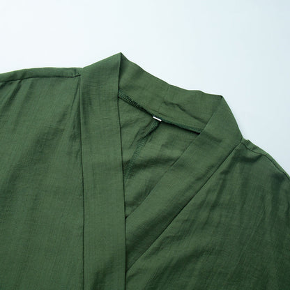 Casual Kimono Robe Pajamas Set With Belt