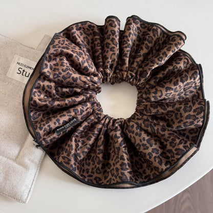 Oversized Double-Layer Leopard Print Hair Tie