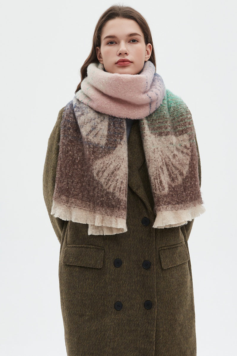 Leaf Print Gradient Color Scarves