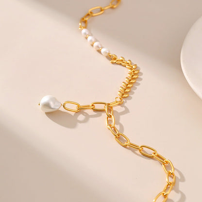 Pearl Wheat Bead Chain Splicing Necklace