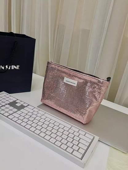Simple Shining Large Capacity Portable Cosmetic Bag