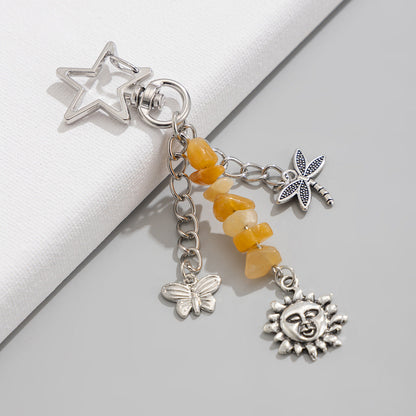 Colorful Stone Tassel Keychain Bag Charms