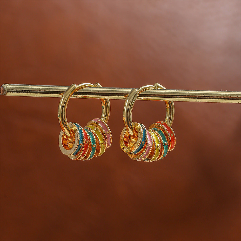 Trendy Colorful Enamel Hoop Earrings