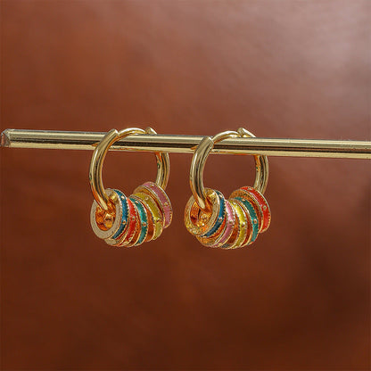 Trendy Colorful Enamel Hoop Earrings
