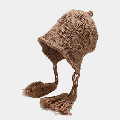 Cute Weave Tassel Cute Knit Cap