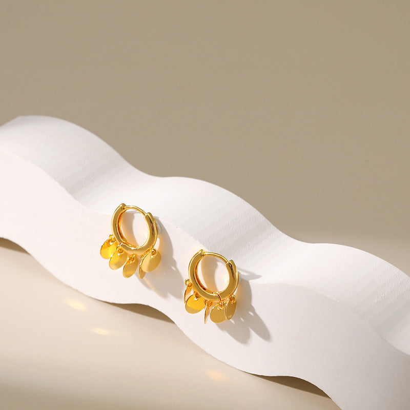 Simple Round Fringe Hoop Earrings