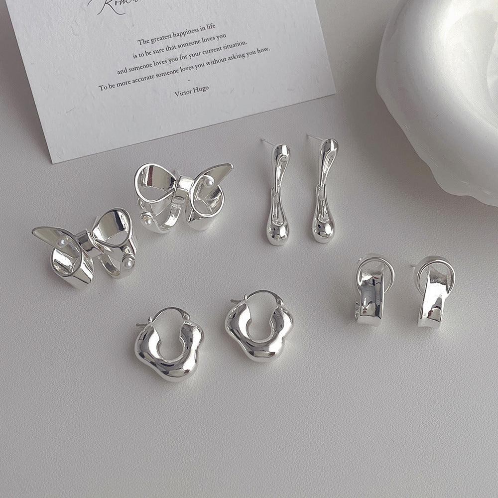 Silver Metal Irregular Cool Earrings