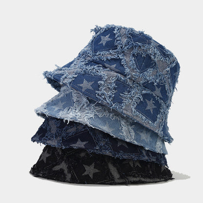 Star Pttern Fringe Edge Foldable Bucket Hat