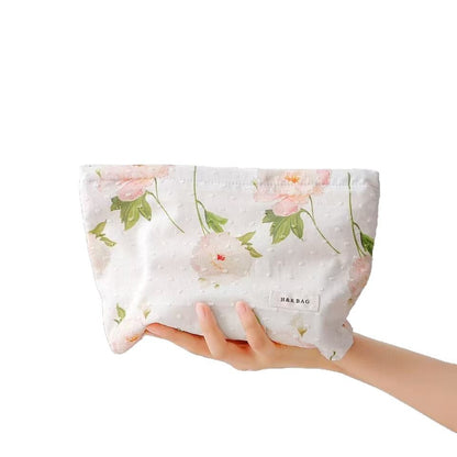 Elegant Floral Print Travel Cosmetic Pouch