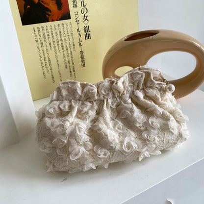 Flower Lace Pearl Cosmetic Bag