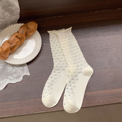 Hollow Mesh Summer Thin Striped Cotton Socks