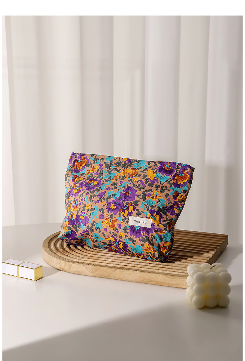 Colorful Floral Print Simple Cosmetic Bag