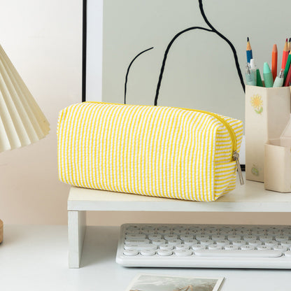 Color Block Striped Makeup Pencil Pouch