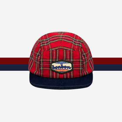 Vintage Plaid Splice Denim Baseball Cap