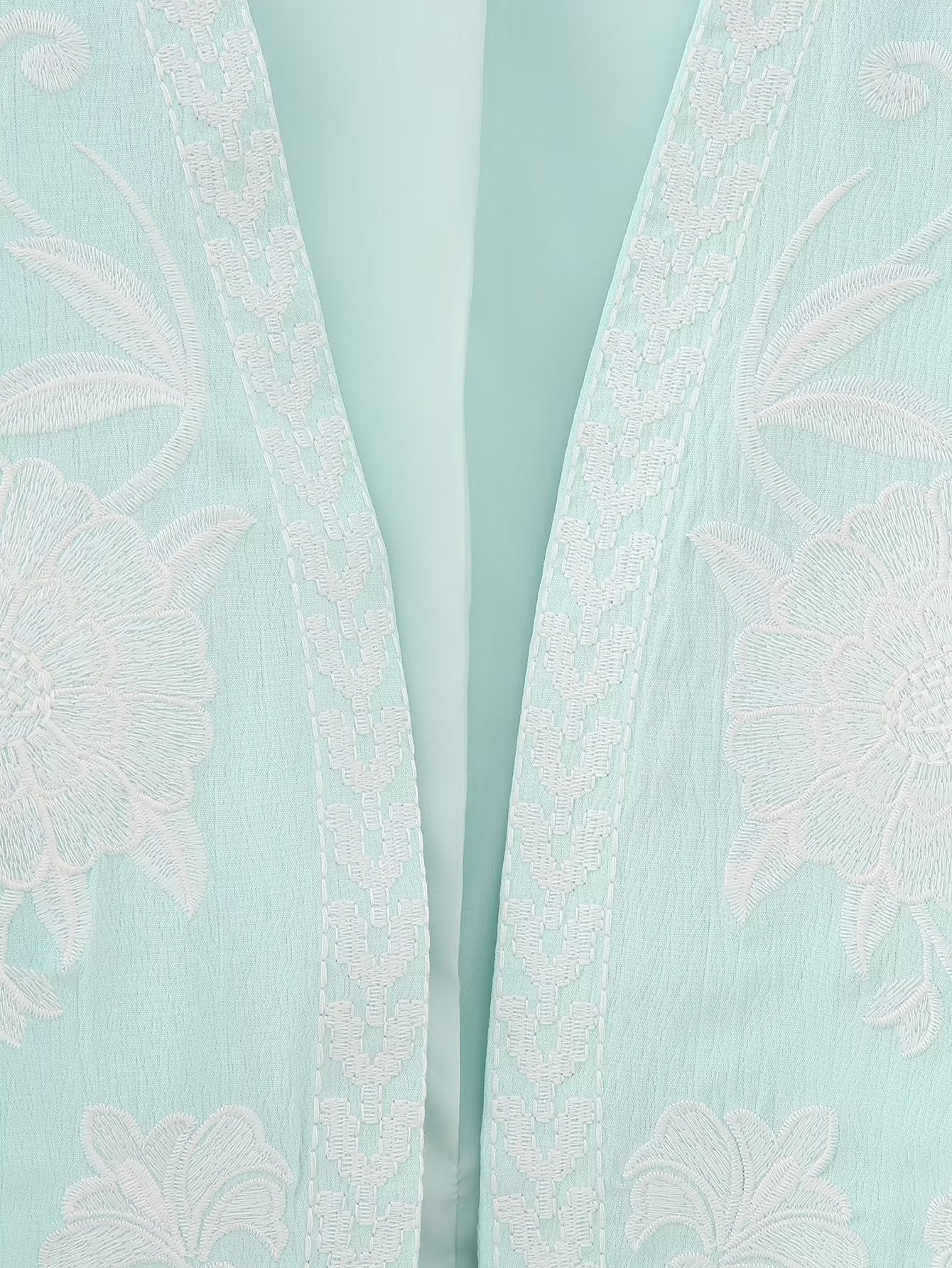 Flower Embroideries Open Front Elegant Vest